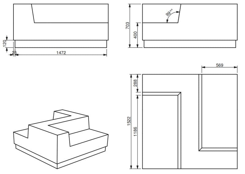 Двусторонний контрактный диван из пены QM Quinze & Milan Seattle Cross ARCH-00132899 - Вид №2