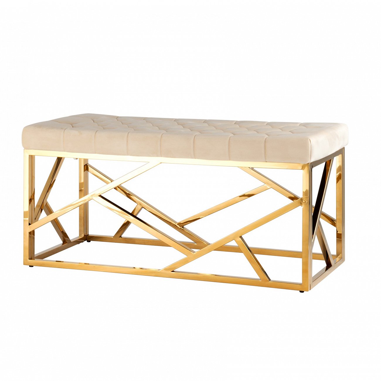 Банкетка-скамейка прямоугольная бежевая с золотом "Арт Деко" STOOL GROUP ДИЗАЙНЕРСКИЕ 00-3881872 Бежевый;золото  - Вид №2