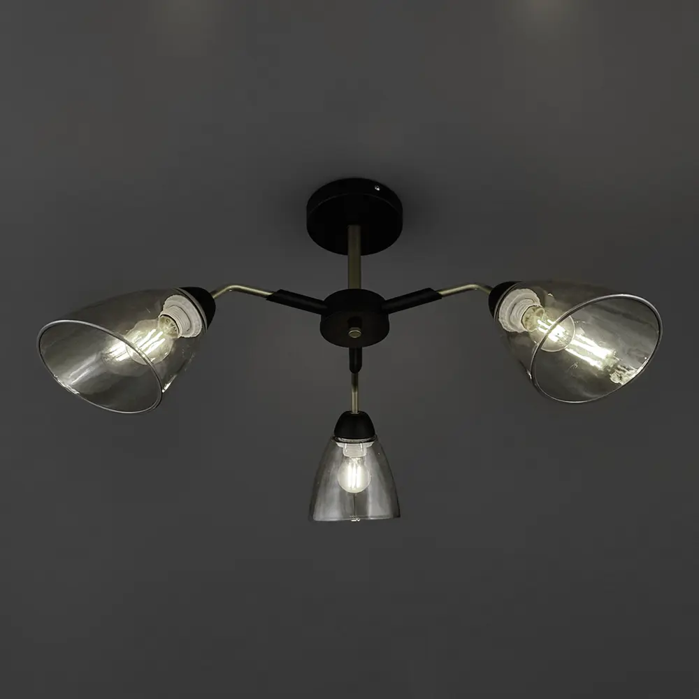 Люстра потолочная Jlight Alma 3152/3C 3 лампы E27 60W цвет черный и матовое золото 85233254 STLM-2163984  - Вид №1