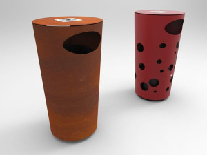 Стальная корзина для мусора с пепельницей с крышкой для наружного использования