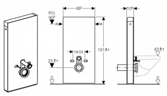 Сантехнический модуль Geberit Monolith 131.030.SJ.1 для биде, стекло чёрное Santreyd  - Вид №6