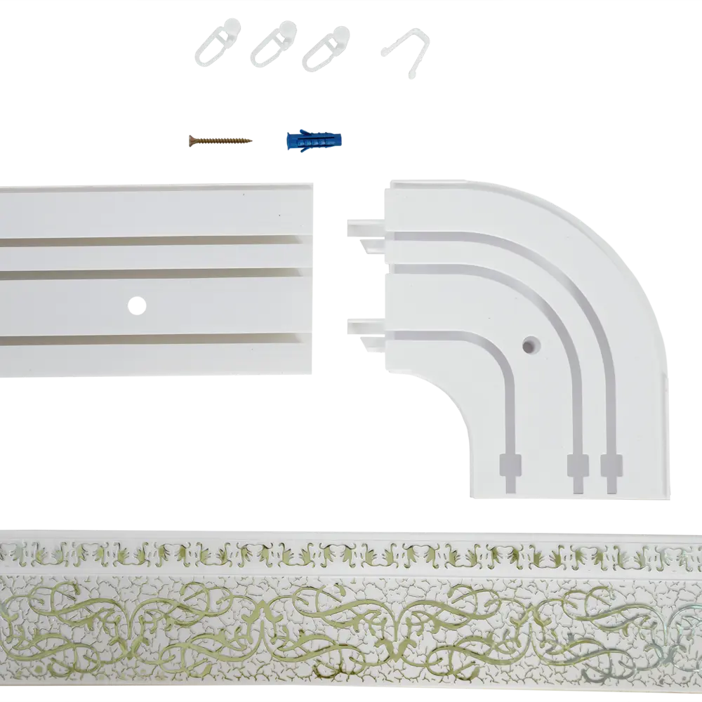 Карниз трехрядный Domlegrand Прима 160 см пластик цвет белый хром 82594942 STLM-2188947  - Вид №1