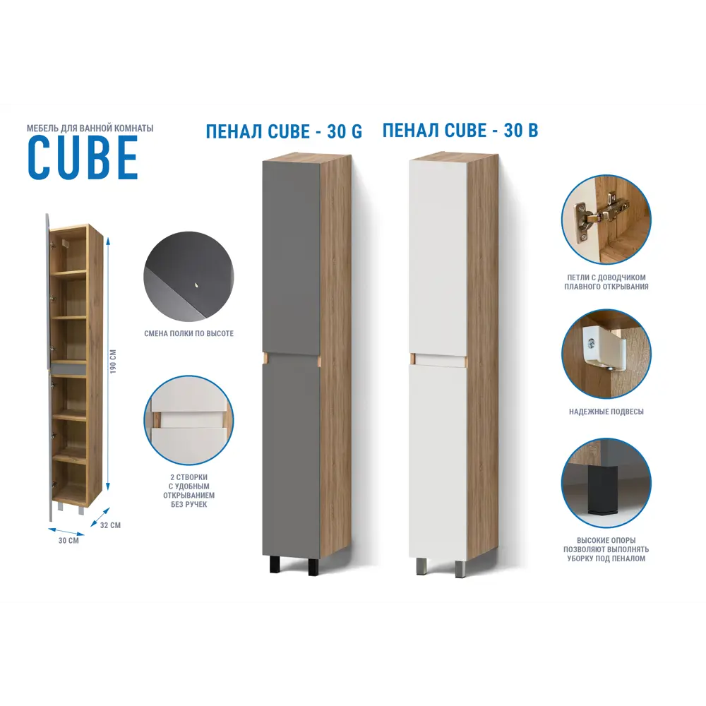 Тумба под накладную раковину Cube 76.5x77 раковина Cersanit Como шкаф для стиральной машины шкаф-пенал цвет корпуса желтый Santreyd STLM-2153192 - Вид №11