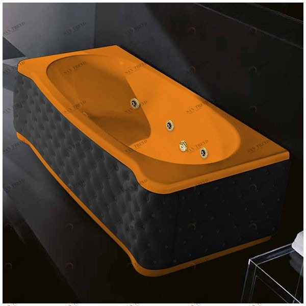 Ванна Gruppo treesse New Classic Young STD-V6747-SX-KC-OZ оранжевая с золотой фурнитурой и гидромассажем прямоугольная левая чёрная кожа STDV6747SXKCOZ