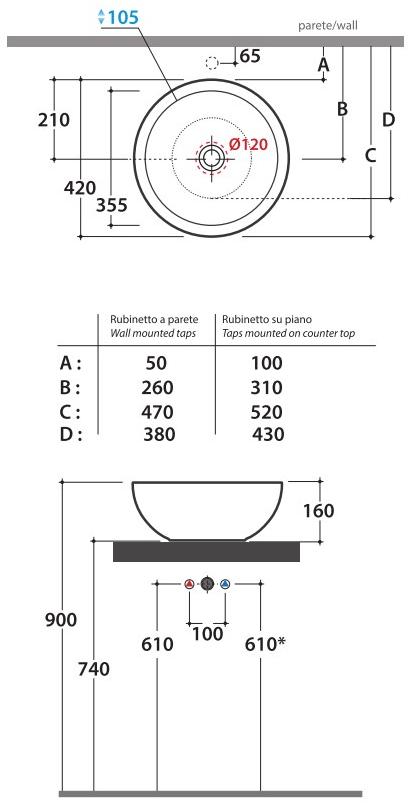 Sc042.bi / fo035.bi Накладная раковина на столешницу  овальная Ceramica Globo FORTY3 - Вид №5