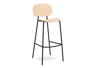 Высокий стул из стали и дерева со спинкой