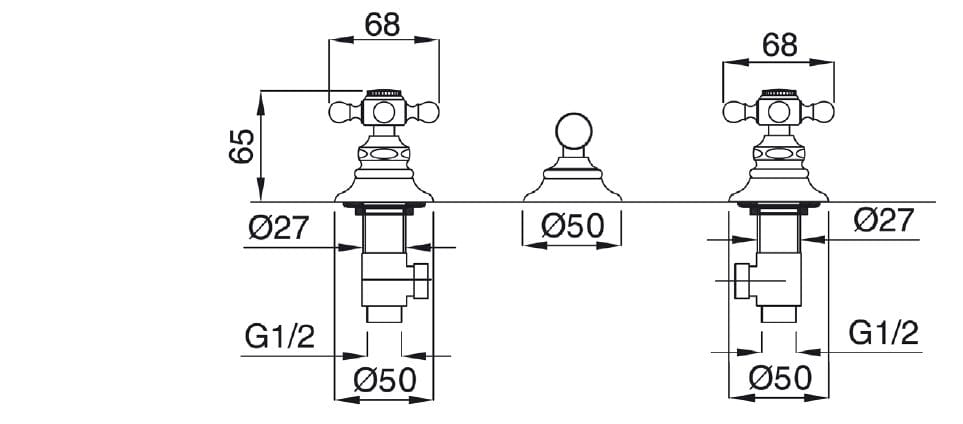 Смеситель для биде с 3 отверстиями и автоматическим сливом Gaia Mobili Complements ARCH-00129577 - Вид №2