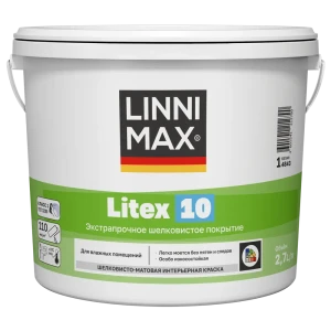 Краска для стен и потолков моющаяся Linnimax Litex 10 матовая цвет белый база A 2.7 л
