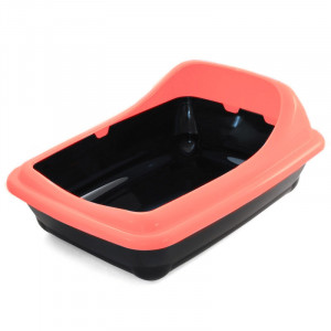 ПР0059116 Туалет для кошек Волна прямоугольный с ассиметричным бортом, коралловый, 45,5х35х20см GAMMA