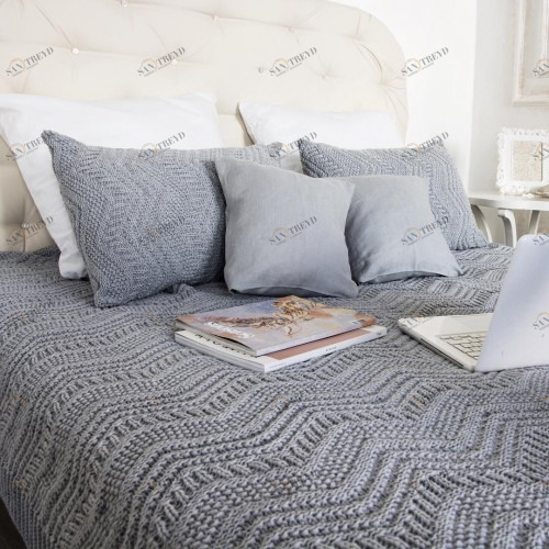 Плед NESTOR 220*240 APERO ДИЗАЙНЕРСКИЕ, ВЯЗАНЫЕ, ОДНОТОННЫЕ 010330 Серый 