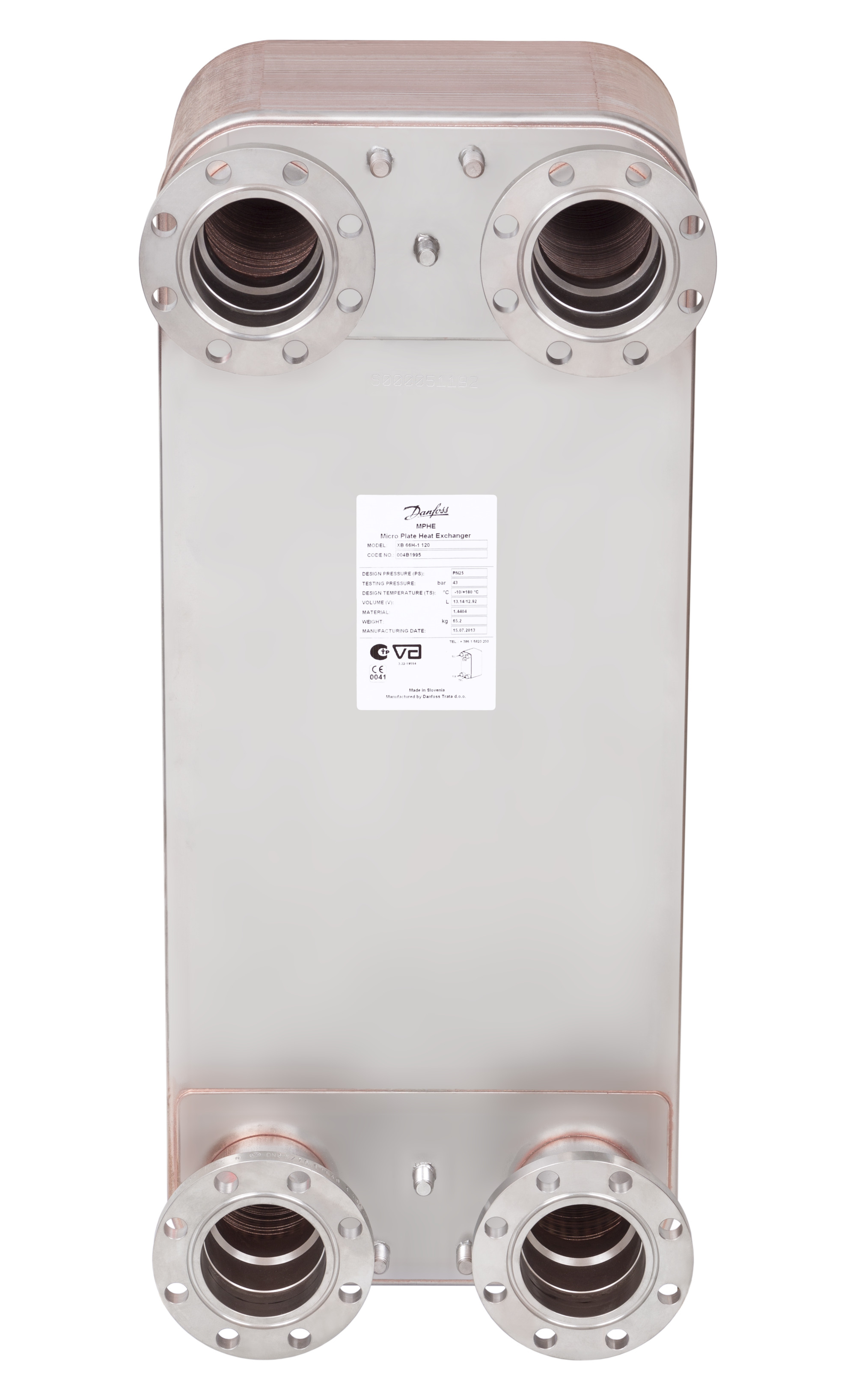 Danfoss Паяный пластинчатый теплообменник серии XB66 XB66L-1-80 PN16 DN65 паяный ТО 004B1965  - Вид №8