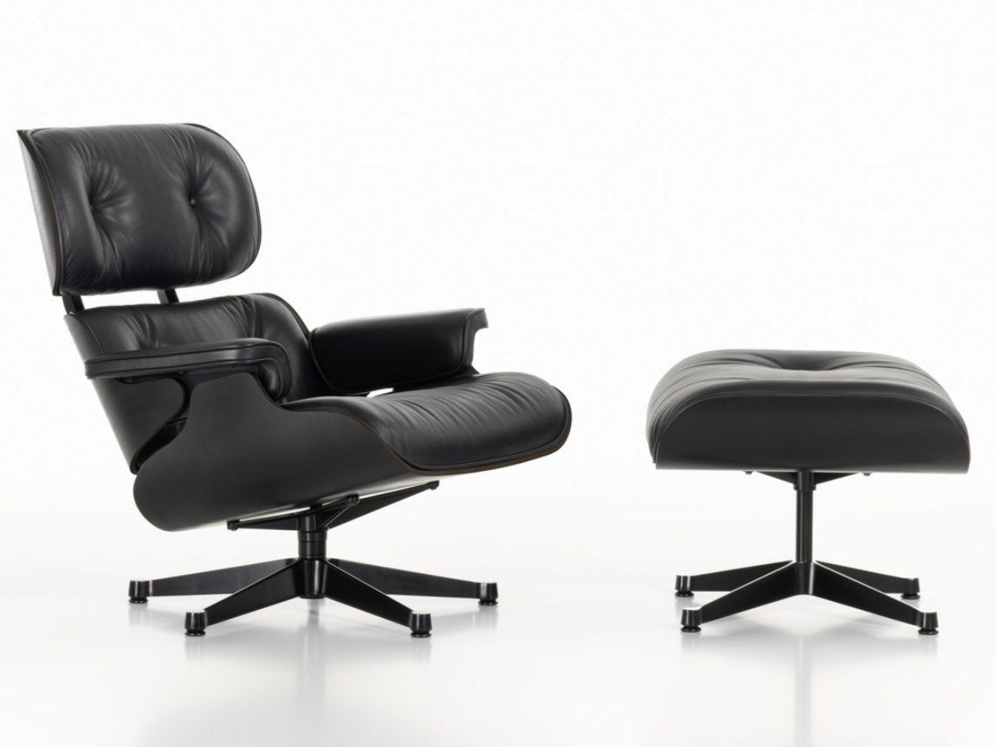 Кожаное вращающееся кресло с подставкой для ног VITRA Eames Lounge Chair ARCH-00107694