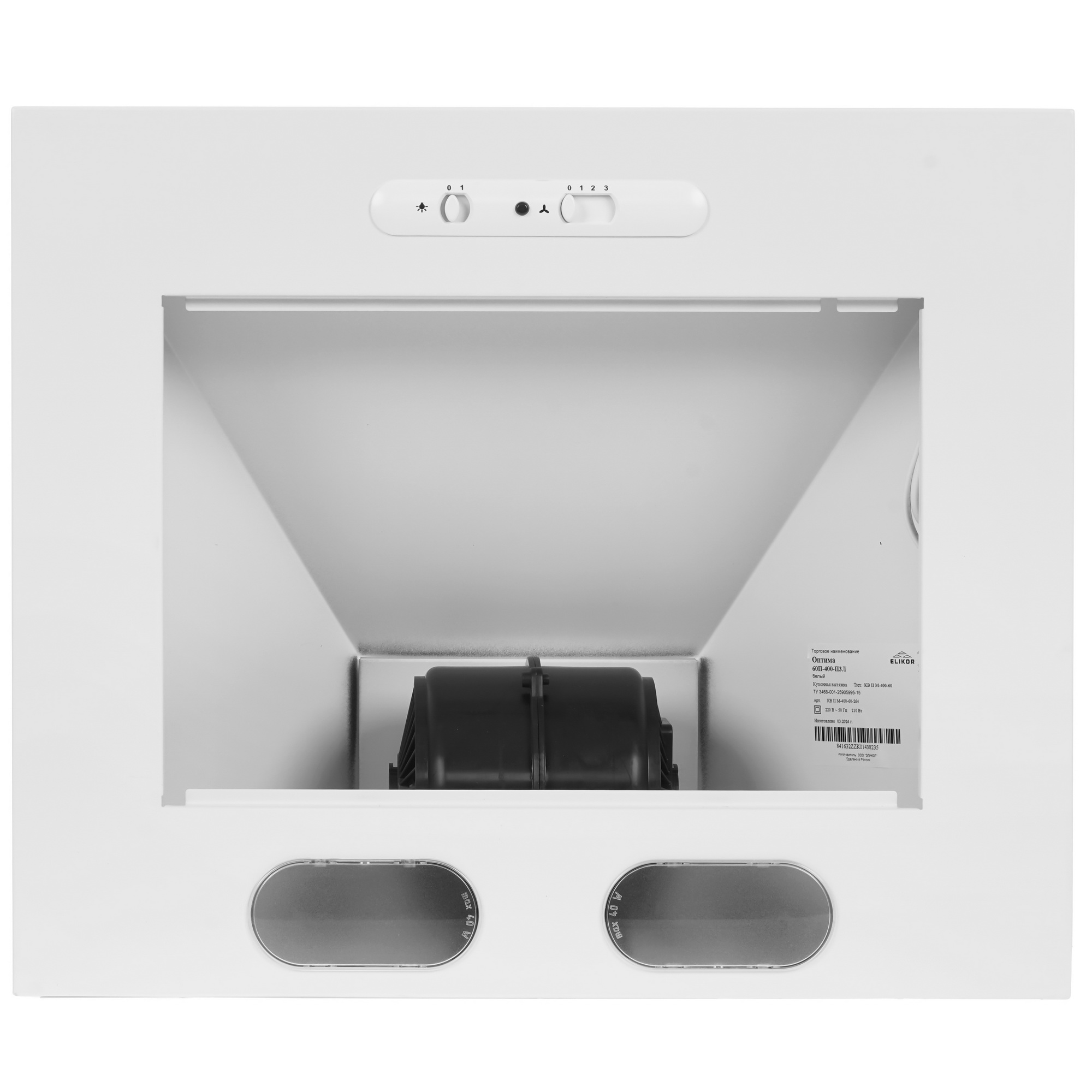 1080581 Вытяжка каминная ELIKOR Оптима 60П-400-П3Л белый STDN-0042661 - Вид №6