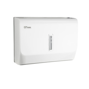 GFmark - Диспенсер для бумажного полотенца, с ключом, БЕЛЫЙ, с ГЛАЗКОМ, пластиковый, прямой. Под Z и V салфетки., код: 921