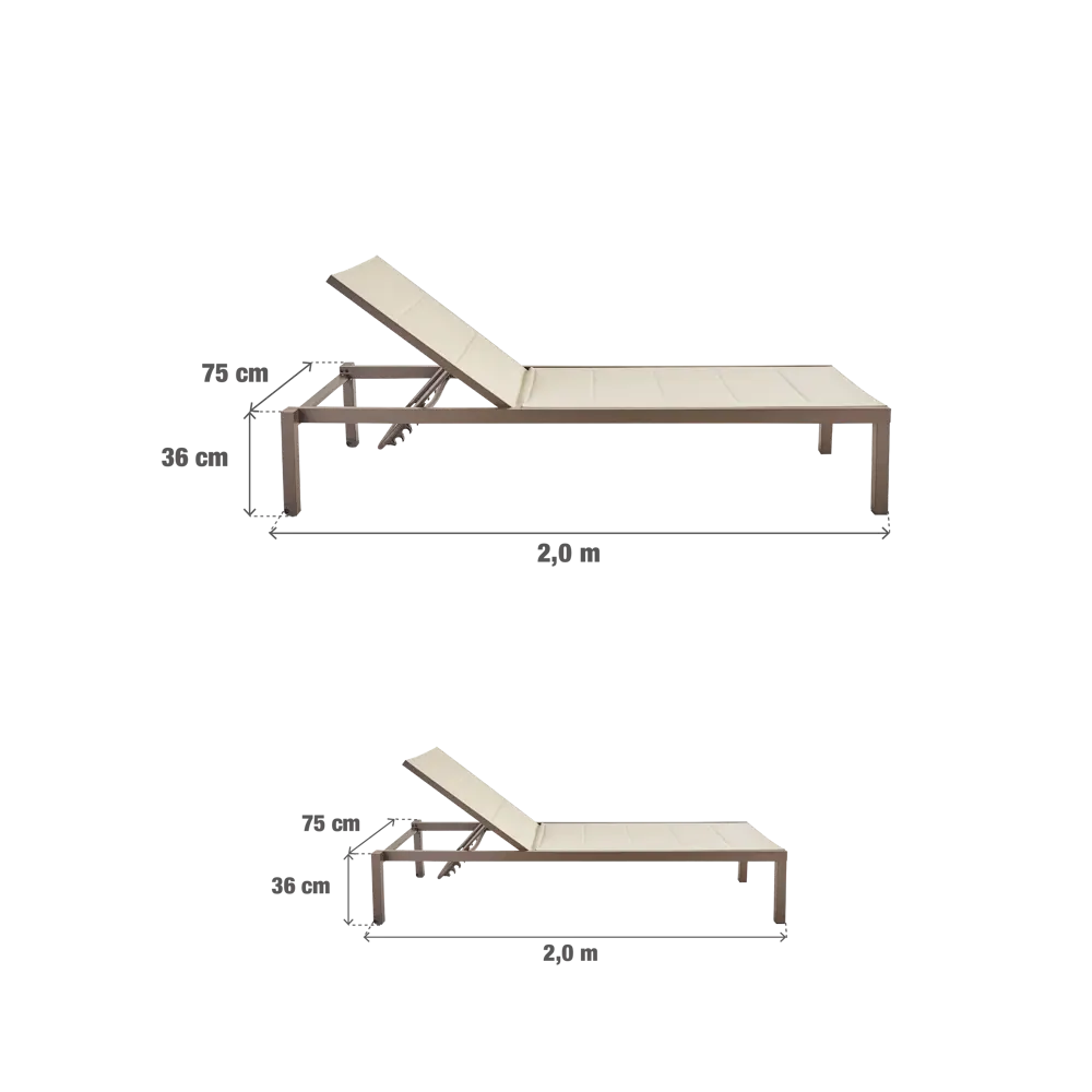 Шезлонг Naterial Aquila II 200x36x75 см алюминий/текстилен бежевый/коричневый 84494103 STLM-2085430  - Вид №17