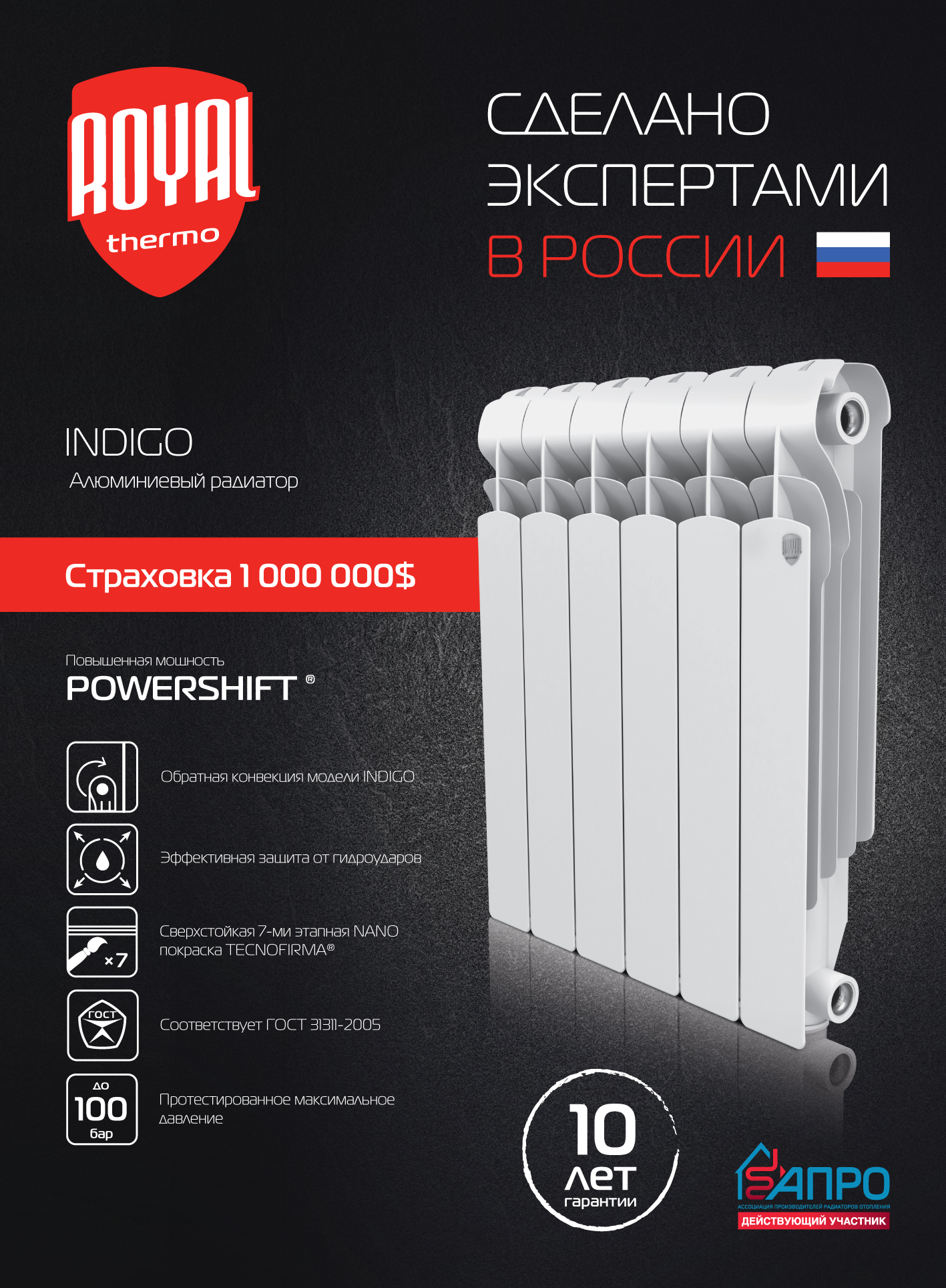 Алюминиевый радиатор Royal Thermo Indigo 500 - 10 секций sun-id-646094 - Вид №1