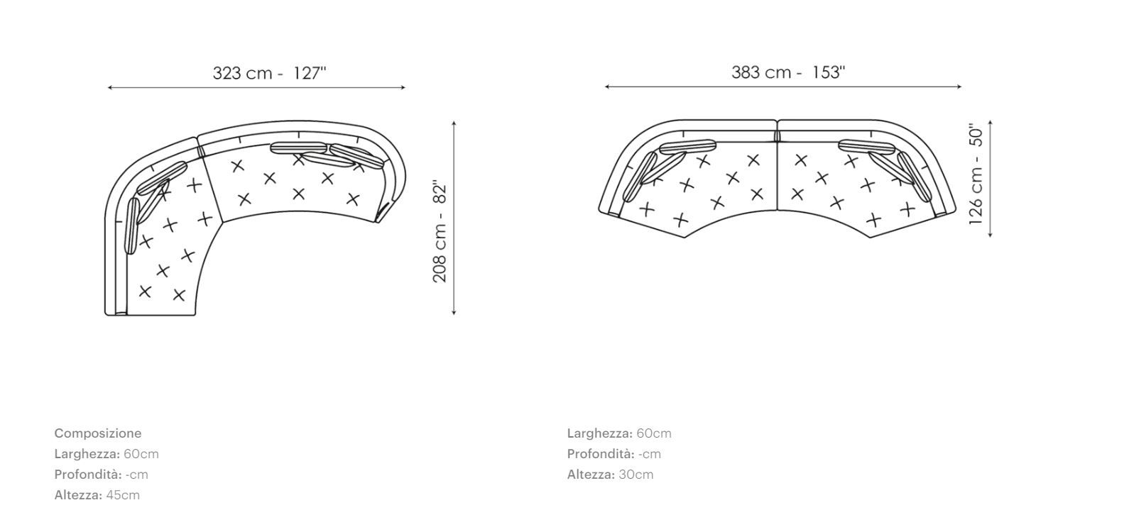 Изогнутый диван из ткани BONALDO Lovy ARCH-00130893 - Вид №12