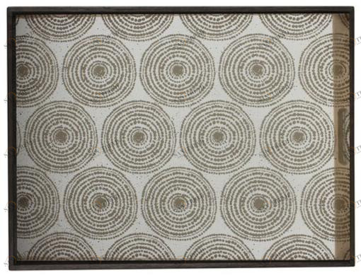 Ethnicraft Прямоугольный поднос из дерева и стекла Tribal quest 20376