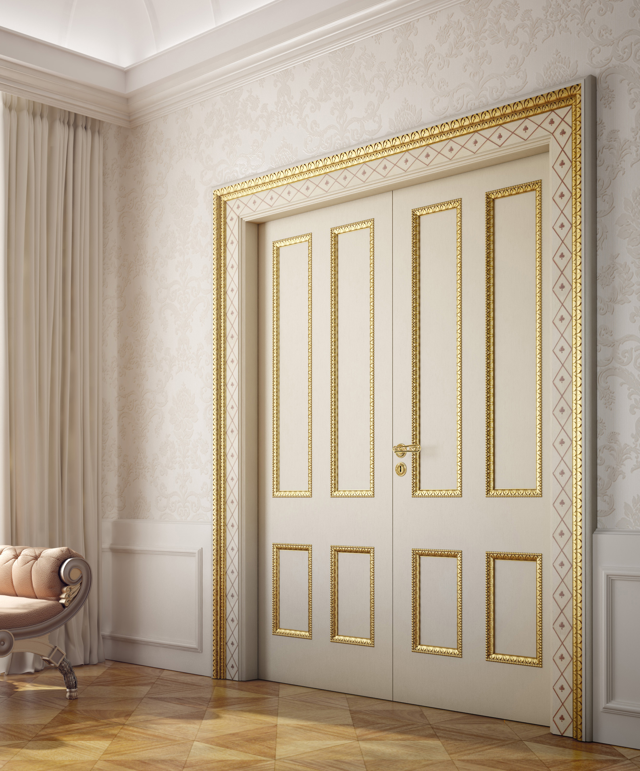 Di-2 Tifernoit Дверь в тонкую полоску с золотыми рамами Porte  - Вид №1