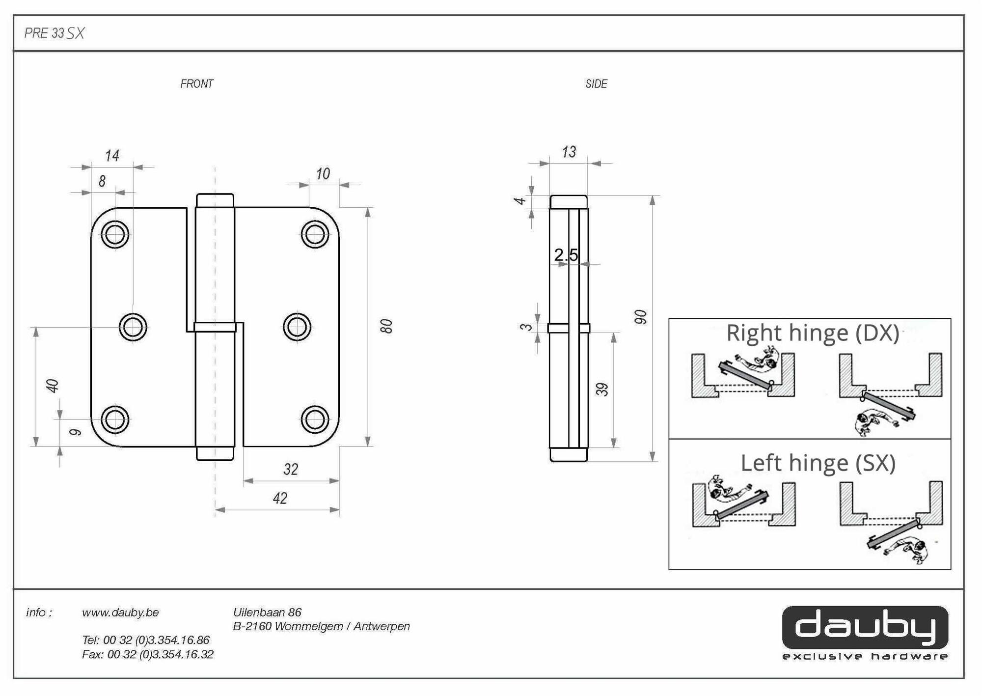 Dauby Петля металлическая для дверей Pure® 14836 - Вид №1