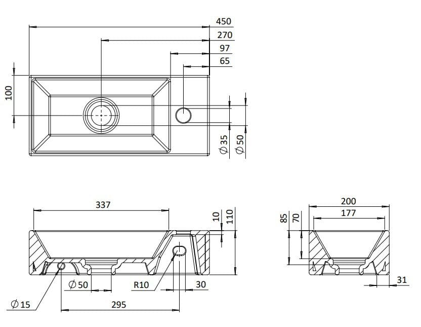 Прямоугольная ручная мойка CROSSWATER BECK ARCH-00042663 - Вид №3