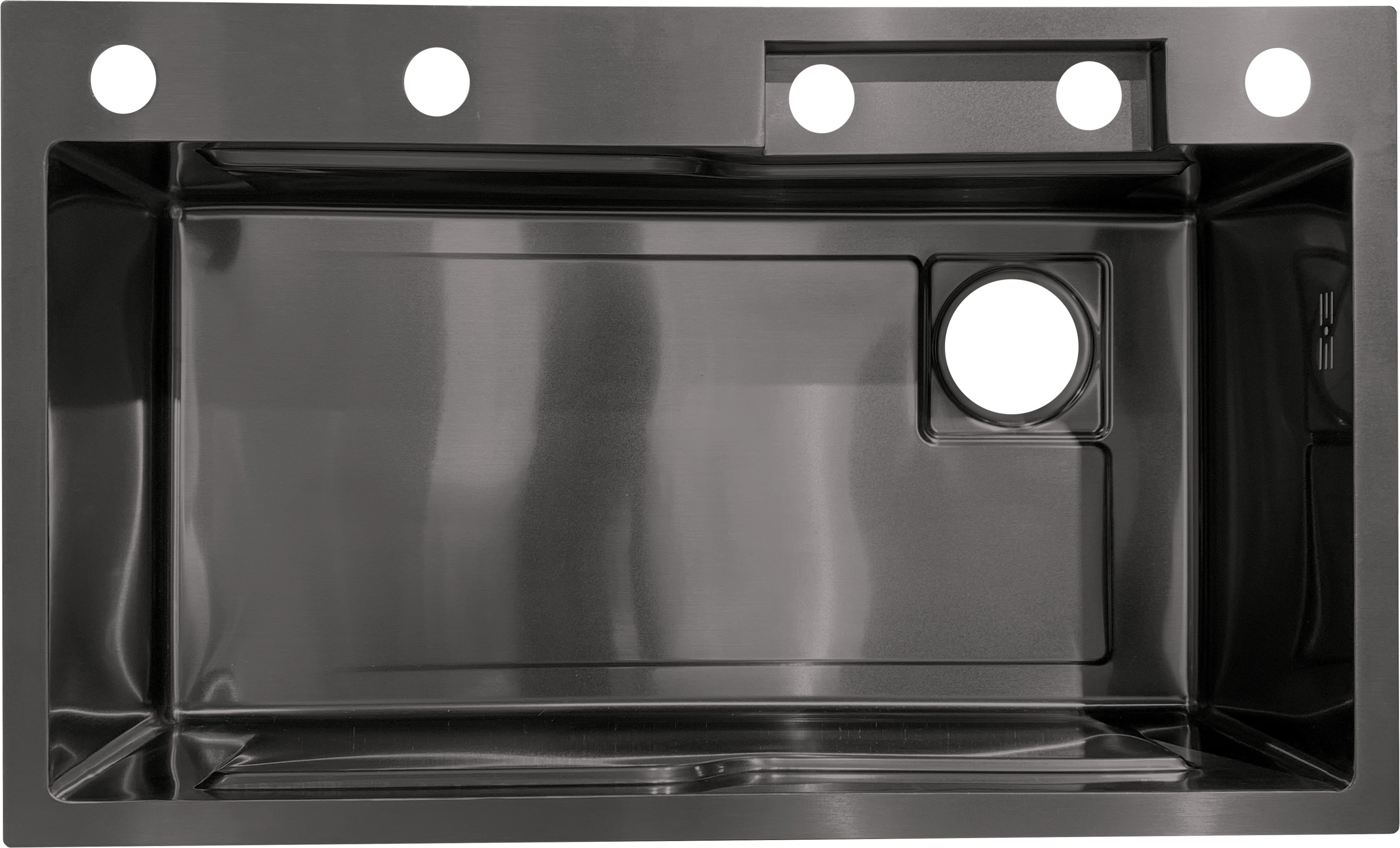 Мойка кухонная ZorG Master R ZM 7546 GRAFIT из нержавеющей стали с водопадом, графит - Вид №2