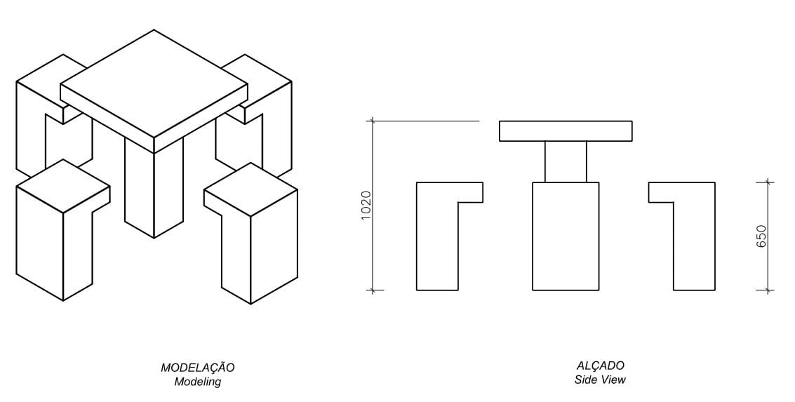 Бетонный стол для пикника со встроенными стульями amop Vouga Rio ARCH-00122127 - Вид №1