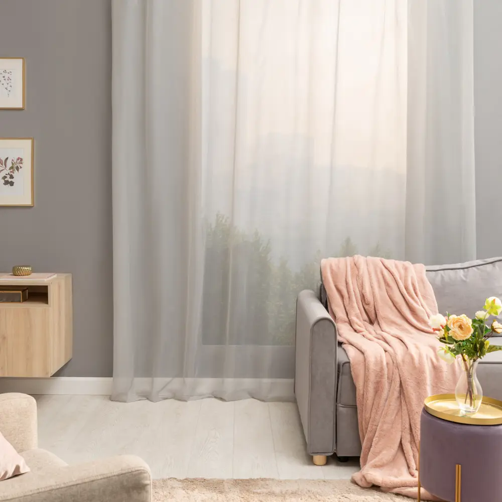 Тюль INSPIRE Polyone Granit 5 — серый вуаль для изысканных интерьеров 300х280 см 84855336 STLM-0056160