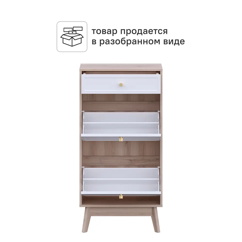 Обувница KONSENSA Лион Амьен 60x120x30 см 1 секция ЛДСП цвет белый/коричневый STLM-2065561 - Вид №4