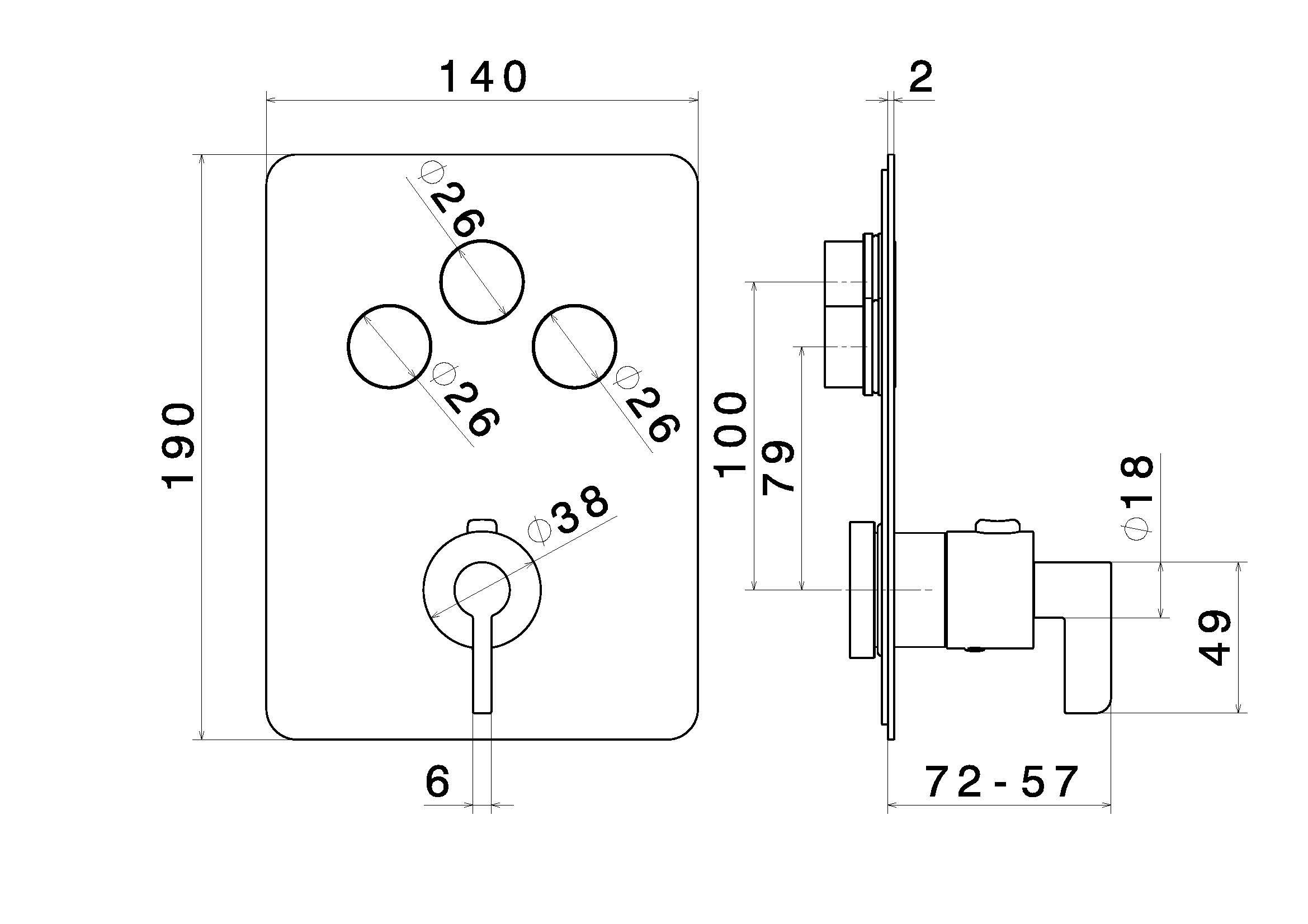 Встраиваемый термостатический смеситель для душа с переключателем Newform BLINK CHIC ARCH-00059418 - Вид №1