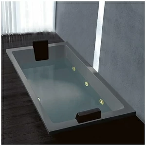 Ванна Gruppo treesse Quadra 181 V0717-SX-SEZ серая с золотой фурнитурой и гидромассажем прямоугольная встроенная левая