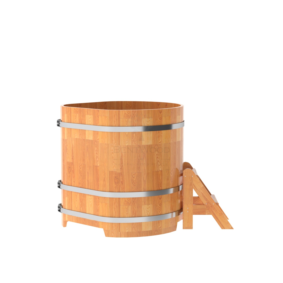 1566 Купель угловая из сращенных ламелей лиственницы 1,03х1,03х1,1 натуральная Alyarus  - Вид №2