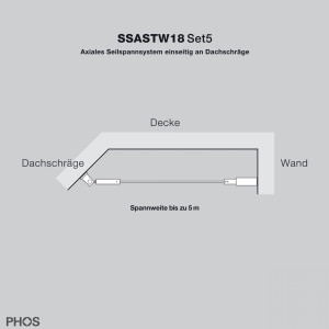 SSASTW18Set5 Система натяжения троса на наклонных крышах до 5 метров PHOS