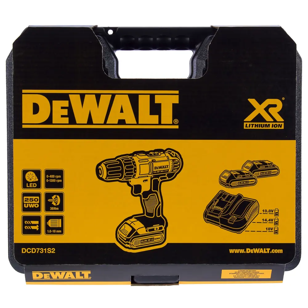Шуруповерт аккумуляторный DeWalt DCD731S2, 14.4 В Li-ion 2х1.5 Ач 18218825 STLM-2117826  - Вид №4