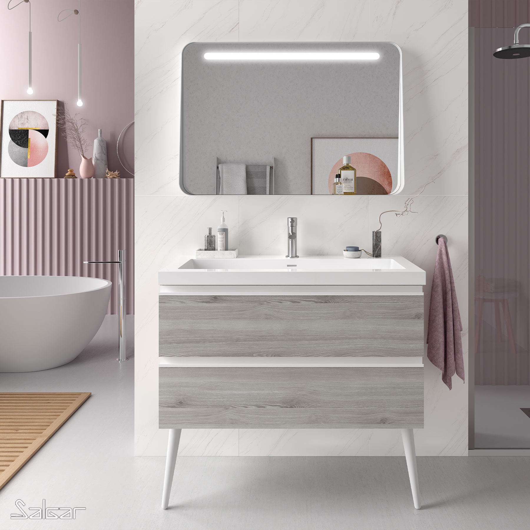 22806 SALGAR Мебель для умывальника SPIRIT 1000 2 металлических ящика BAY PINE 997 x 540 x 450 мм Лавровая сосна