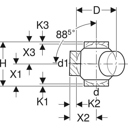 367.375.16.1 Крестовина шаровая Geberit PE 88,5°, соединения 135° смещенные Geberit  - Вид №3
