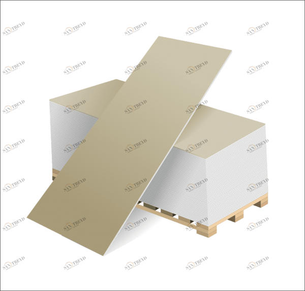 Гипсокартон ГКЛВ(влагостойкий) 12,5х1200х2500 (ВОЛМА) 254323