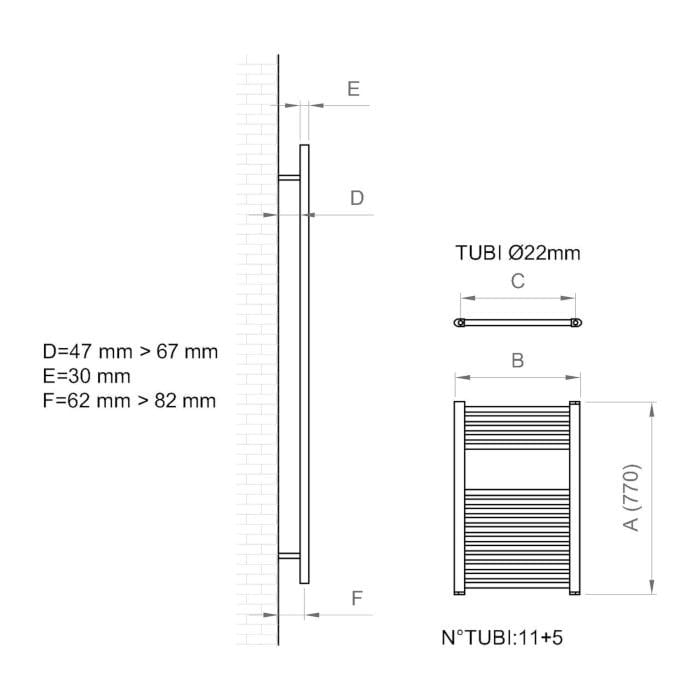 Настенный стальной полотенцесушитель с горячей водой Ercos Опера ARCH-00133307 - Вид №4