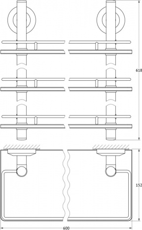 070 Полка с ограничителем 60 см тройная (стекло) STA FBS Standard - Вид №1