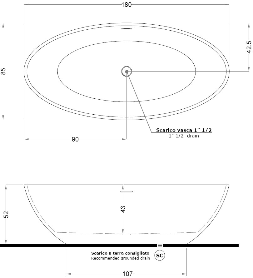 Gruppo Treesse Отдельностоящая овальная ванна Free standing sun-id-1450187 - Вид №4