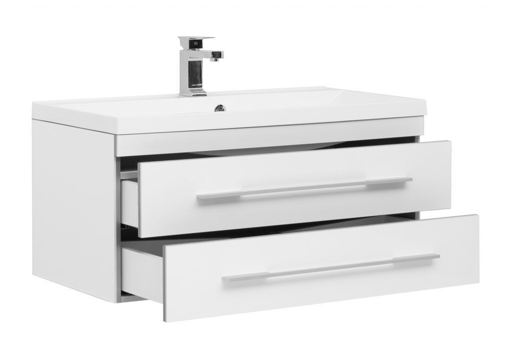 Тумба с раковиной Aquanet Верона NEW 90 белый (подвесная 2 ящика) 0017233500204119 - Вид №1