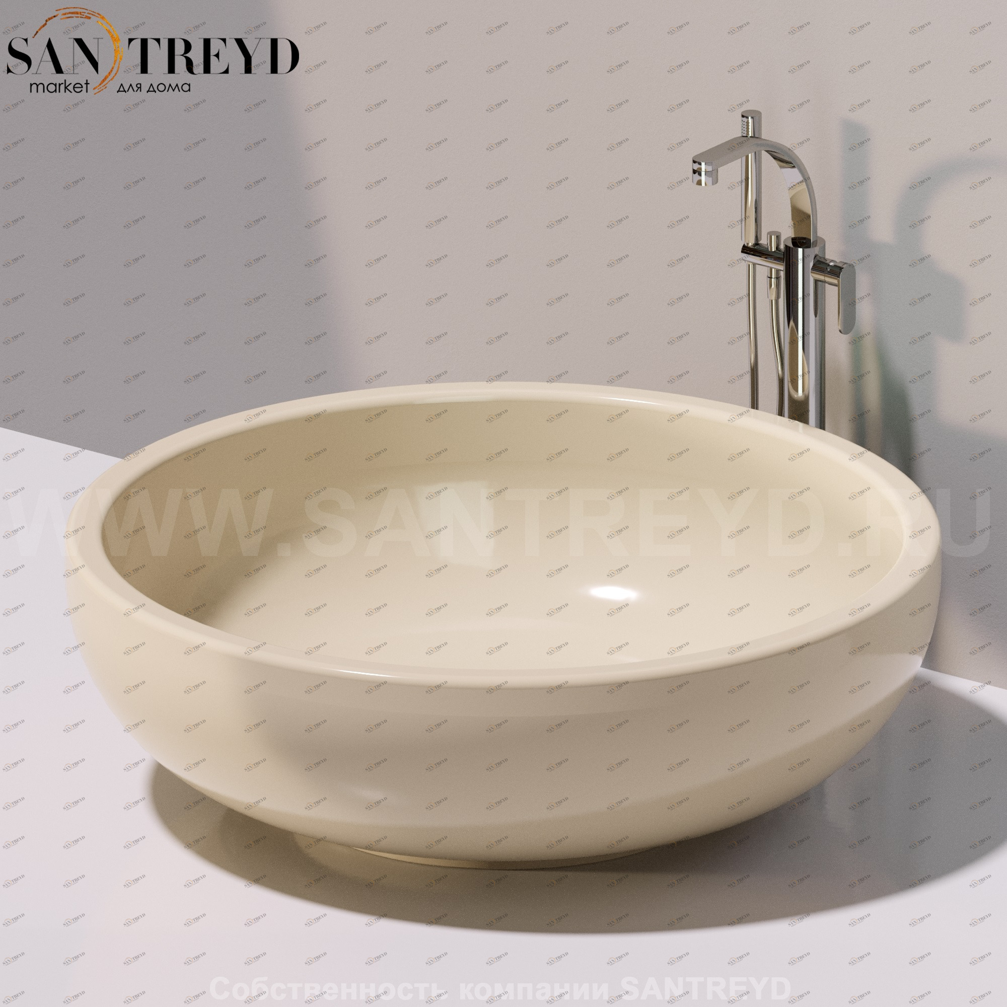 Flaminia FONTANA Ванна свободностоящая 135 см бежевая FN135.1015 Ceramica Flaminia Fonte FN1351015