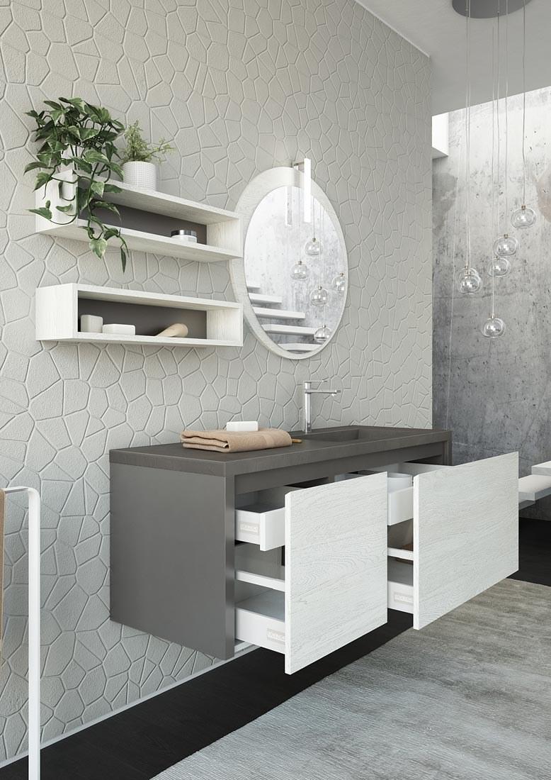 LEGNOBAGNO Тумба под умывальник подвесная с ящиками и зеркалом Freedom lineare sun-id-1424156 - Вид №2