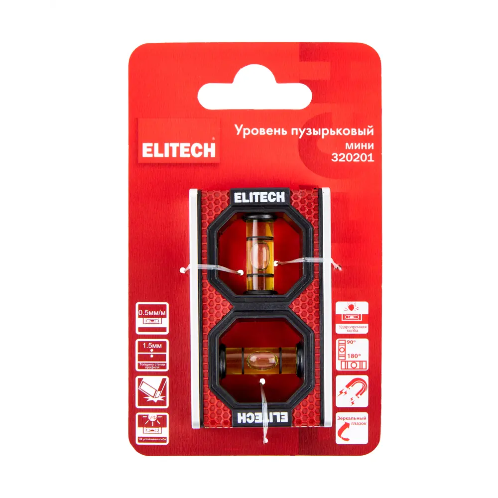 Уровень пузырьковый Elitech 320201 2 глазка магнитный 150 мм 89446212 STLM-2152274  - Вид №8