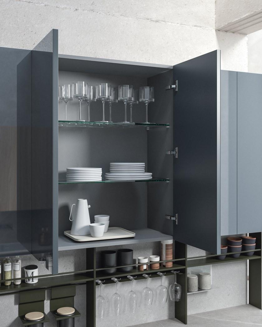 Кухня из лакированного дерева и стекла с островом Sistema 22.2 Santreyd sun-id-1398539 - Вид №7