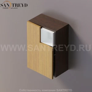 FLAT V Подвесной шкаф с мыльницей с петлями слева. Отделка: коричневый дуб и тик. AFXMO238042RUPT