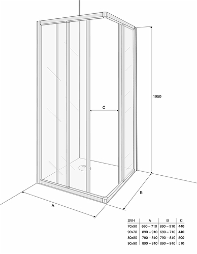606080 IFO Душевая стенка из массива SVH VK, белые лакированные профили, прозрачное стекло, SVH VK 800 x 800 Solid - Вид №1