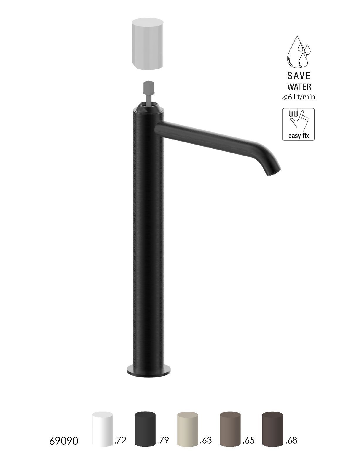 Смеситель для раковины из нержавеющей стали с ограничителем расхода Rubinetterie Frattini Pepe XLS 316 ARCH-00014636 - Вид №5