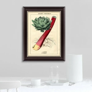 Картина в раме 35х45 см "Британская ботаническая книга, артишок, 1860г." КАРТИНЫ В КВАРТИРУ  093833 Бежевый;зеленый;красный;разноцветный