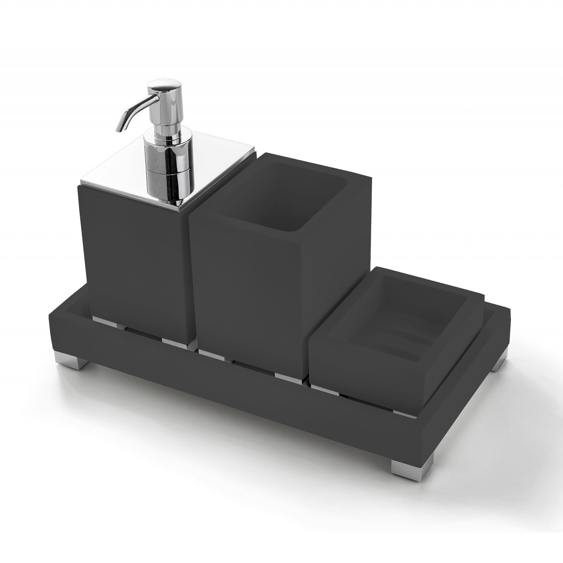 BEMDN97A 3SC Набор из 4 предметов, стакан, дозатор, мыло, лоток - <em>Набор из 4 предметов, щетка, дозатор, тарелка для соды, лоток </em> Moderno Treesseci 3SC